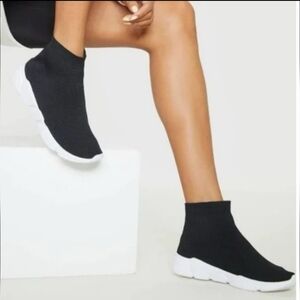 Antonio Melani Abbi Black Stretch Knit Sock Sneaker Size 8